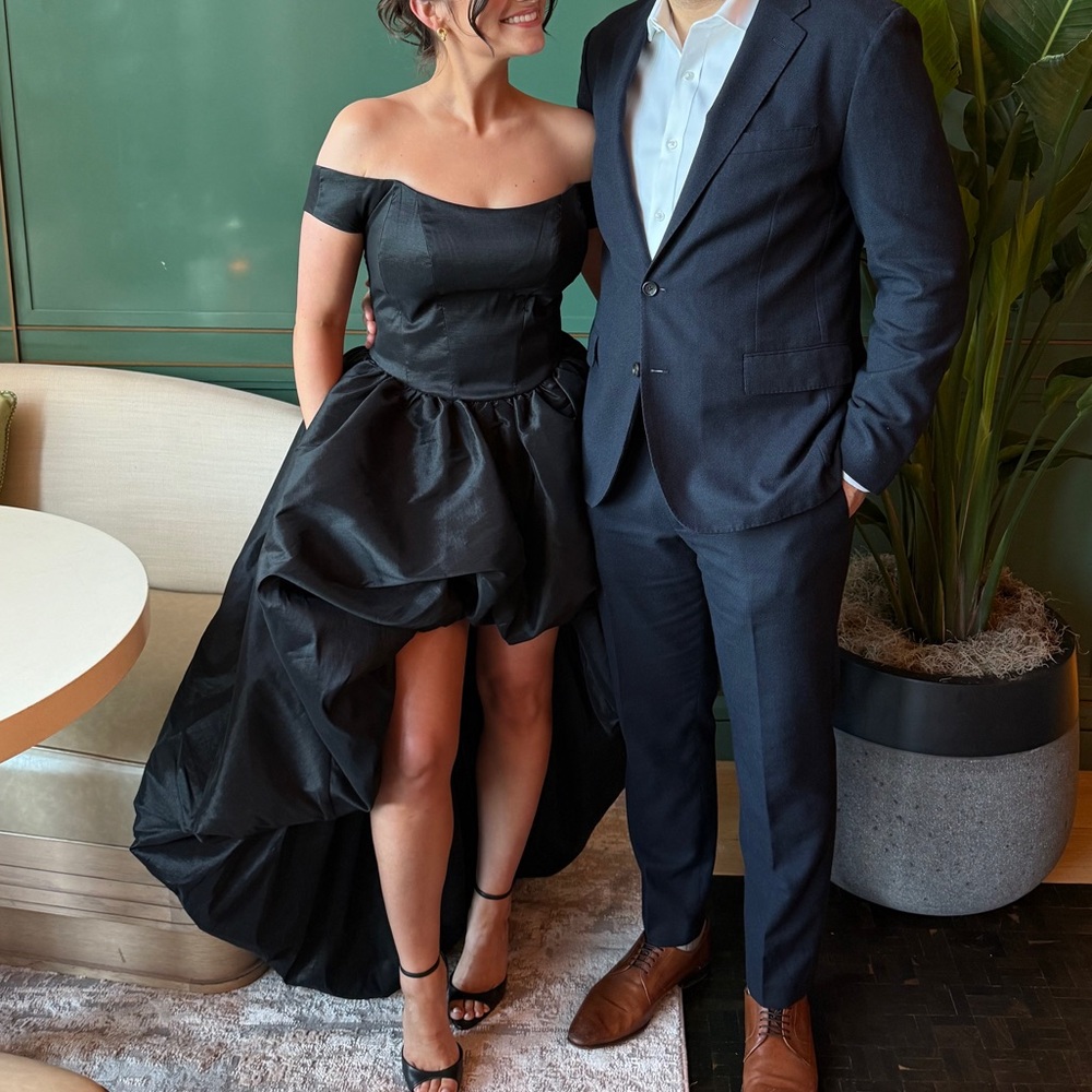 Meshki Black Off-Shoulder Bubble Dress